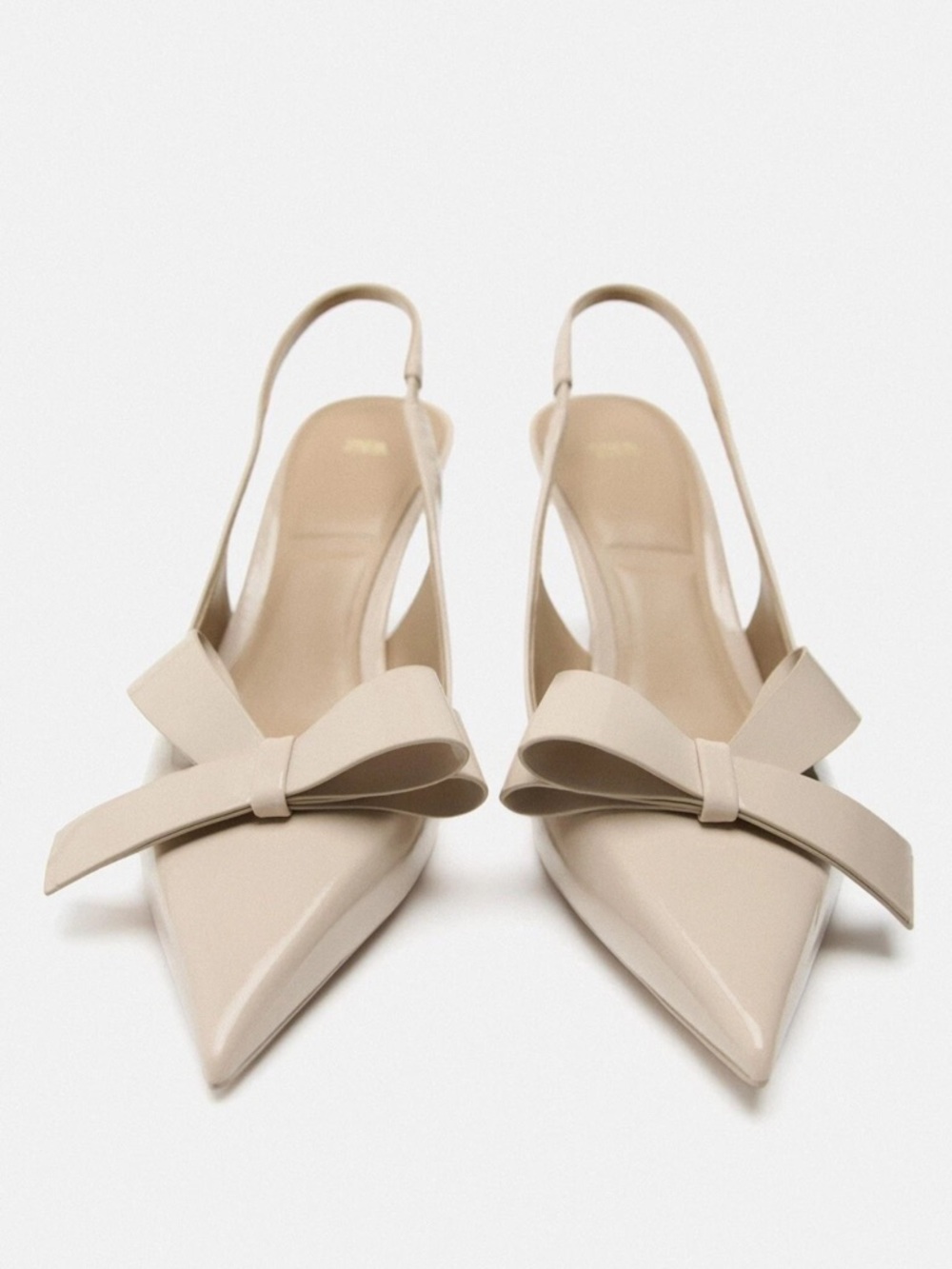 Zara Cream Bow Slingback Heels - Picture 3 of 6